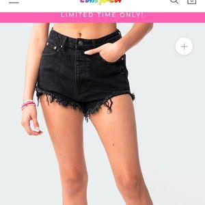 Edikted black high waisted jean shorts